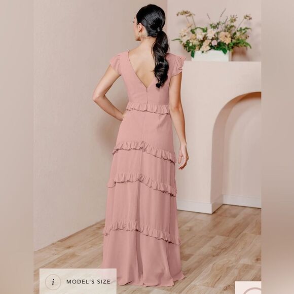 Revelry Blushing Bride Chiffon Amelia Dress Size 4 Fit and Flare - Picture 2 of 8